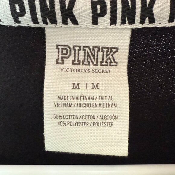 Victoria's Secret Pink Black & Palm Leaf Quarter Zip Sweatshirt - Picture 3 of 5